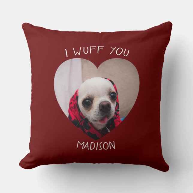 Coussin Chihuahua mignon wua vous aimez Saint Valentin pho (Recto)