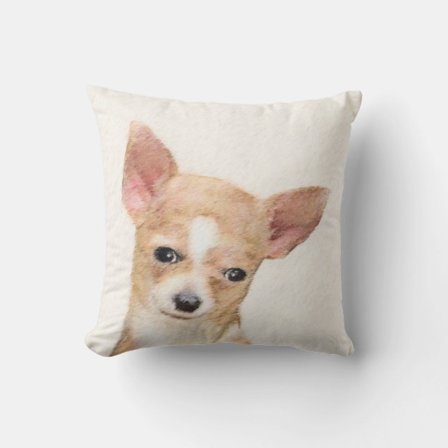Coussin Chihuahua Peinture - Cute Original Chien Art (Recto)