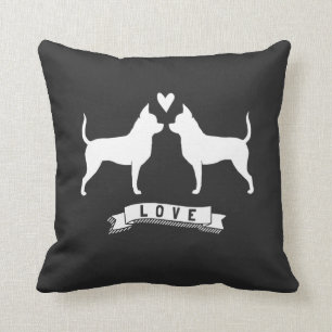 Coussin Chihuahuas Love - Silhouettes de chien avec coeur
