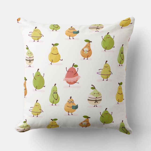 Coussin Children's pattern of fun pears (Recto)