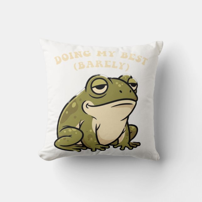 Coussin Chill Retro Frog Minimal Effort Square Pillow (Recto)