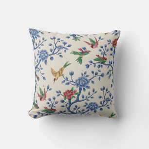 Coussin Chinoiserie Art Oiseaux et Fleurs