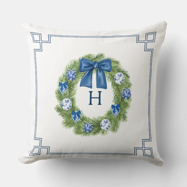 Coussin Chinoiserie Christmas Wreath (Recto)