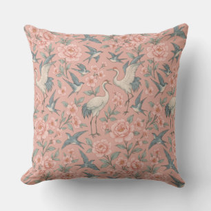 Coussin Chinoiserie Oiseaux et fleurs de cerisiers