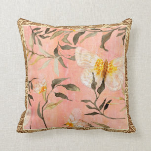 Coussin Chinoiserie Papillon moderne Marbling Eucalyptus