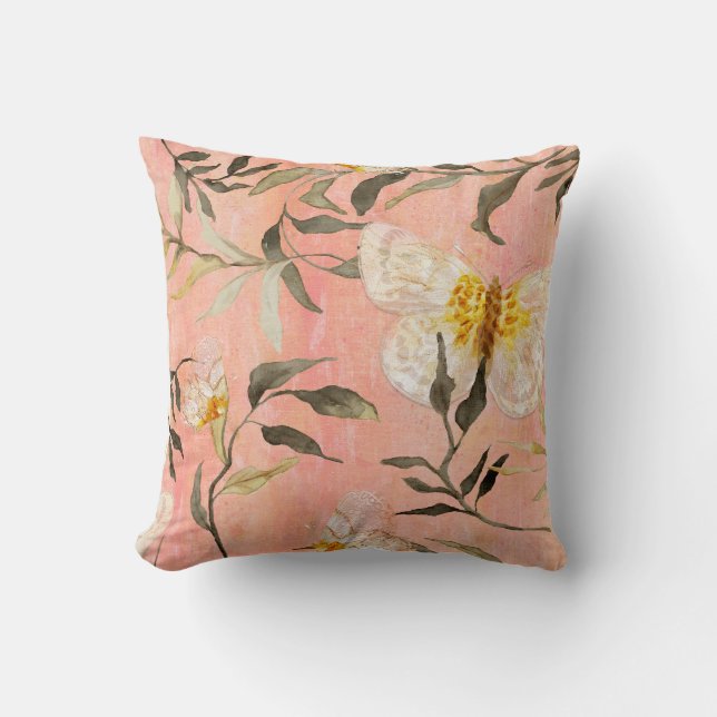 Coussin Chinoiserie Papillon moderne Marbling Eucalyptus T (Recto)
