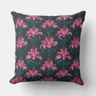 Coussin Chinoiserie Pink Lily Motif Pattern