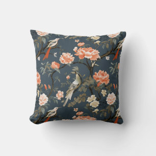 Coussin Chinoiserie sur Denim Blue