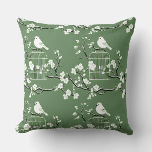 Coussin Chinoiserie verte et blanche classique