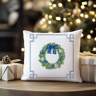 Coussin Chinoiserie Wreath Monogramme Noël