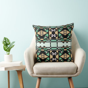Coussin Chintz bohème 50 Poche verte Noir