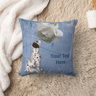Coussin Chiot blanc rose de Dalmatie