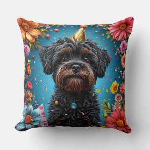 Coussin Chiot Chapeau Anniversaire Adorable