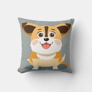 Coussin Chiot de dessin animé mignon avec une expression a