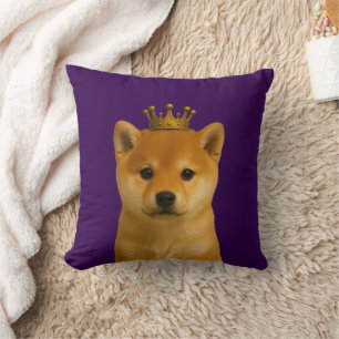 Coussin Chiot de Shiba Inu en Couronne Or