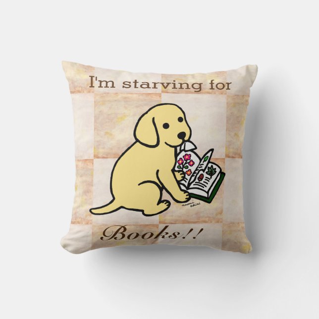 Coussin Chiot jaune curieux de Labrador (Recto)