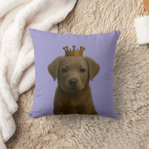 Coussin Chiot Labrador en argent dans Gold Crown Cute