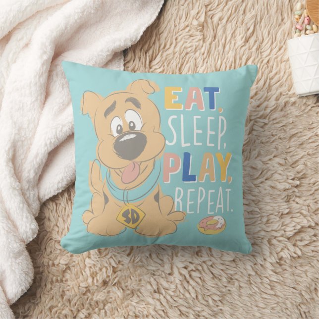 Coussin Chiot Scooby-Doo "Mange, Dors, Joue, Répète" (Couverture)