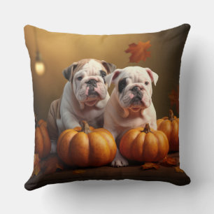 Coussin Chiots Bouledogue Délice d'Automne Citrouille