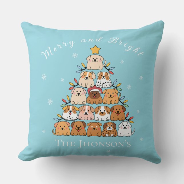 Coussin Chiots mignons personnalisés amoureux des chiens d (Recto)