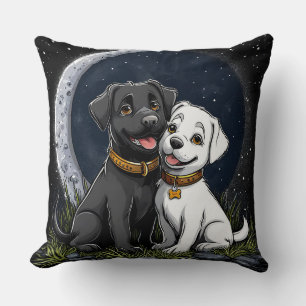 Coussin Chiots noirs et blancs adorables