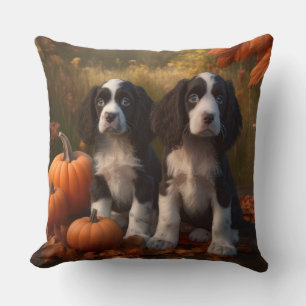 Coussin Chiots Springer Spaniel Délice d'Automne Citrouill