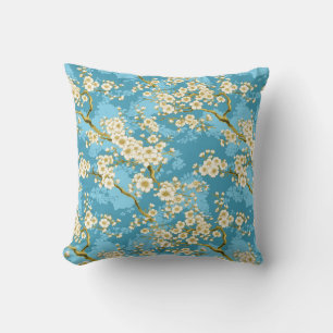Coussin Chiyogami à fleurs blanches