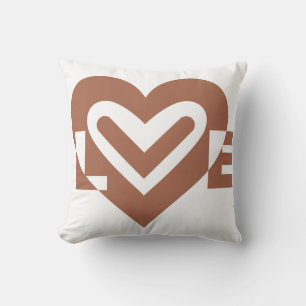 Coussin Chocolat graphique mignon Love Brown