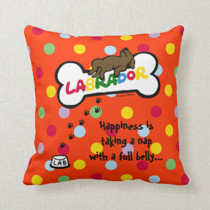 Coussin Chocolat Labrador avec une pleine bande dessinée
