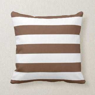 Coussin Chocolat moderne Brown et blanc rayures