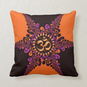 Coussin Chocolat sombre funky rose orange OM