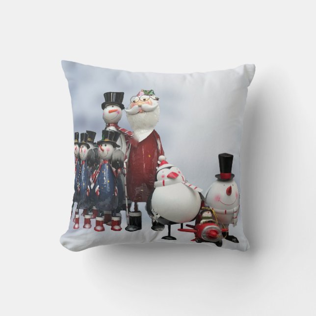 Coussin Choeur Tin de Noël, avec Père Noël, Snowman, Pingo (Recto)