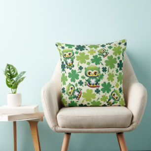 Coussin Chouette bébé mignon St Patrick dessin animé