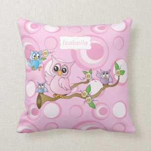 Coussin Chouette-bébé rose
