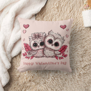 Coussin Chouette caricaturale Les amoureux des Coeurs Sain