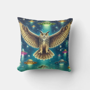 Coussin Chouette cosmique - OVNI dans le ciel