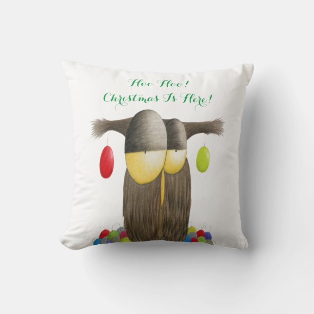 Coussin Chouette de Noël (Recto)