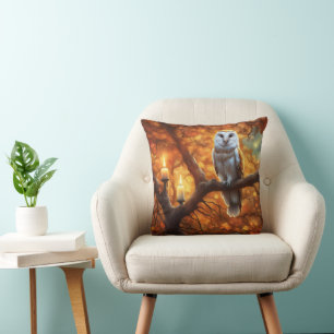 Coussin Chouette en automne Foliage bougies gothique