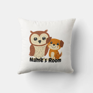 Coussin Chouette et Chiot Mignon pour la Décoratio
