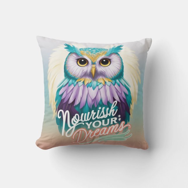 Coussin "Chouette majestueuse avec un message motivationne (Recto)