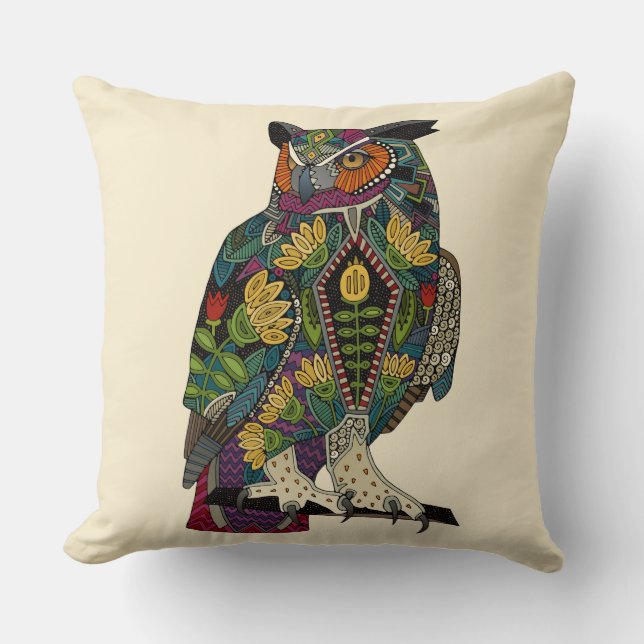 Coussin chouette sage (Recto)
