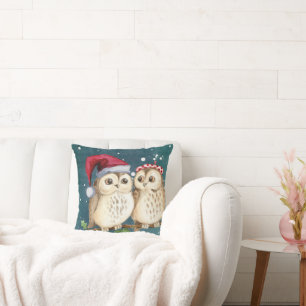 Coussin Chouette t'aime toujours   Noël hivernal mignon