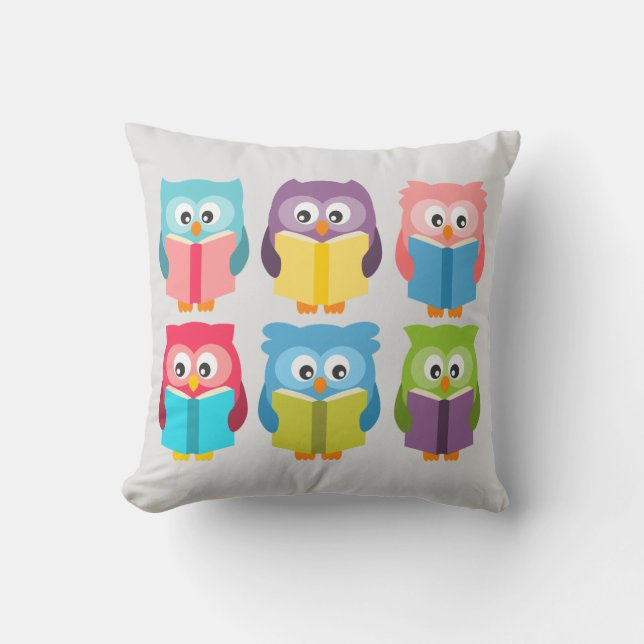 Coussin Chouettes à lire mignonnes (Recto)