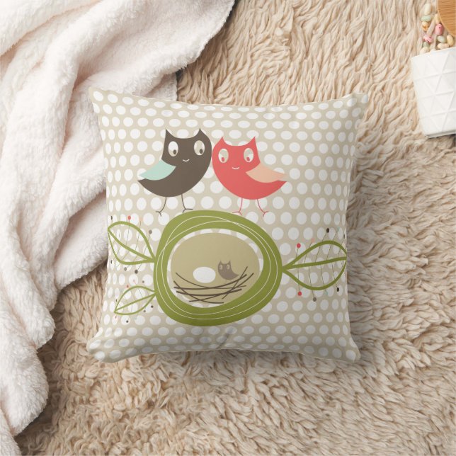 Coussin Chouettes de nidification de dessins animés Pois d (Couverture)