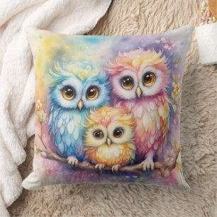 Coussin Chouettes d'oiseaux arc-en-ciel 5