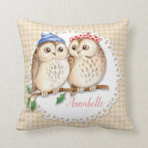 Chouettes mignonnes sur la branche. Personnalisé