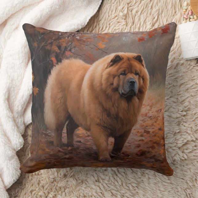 Coussin Chow Chow à l'automne Feuilles automne Inspire (Couverture)