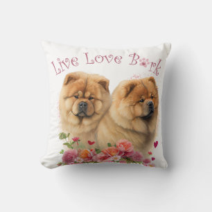Coussin Chow Chow Chien Maman Florale
