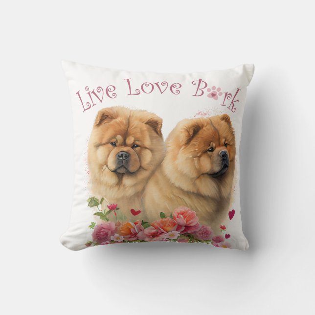 Coussin Chow Chow Chien Maman Florale (Recto)