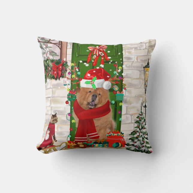 Coussin Chow Chow Chien Noël (Recto)